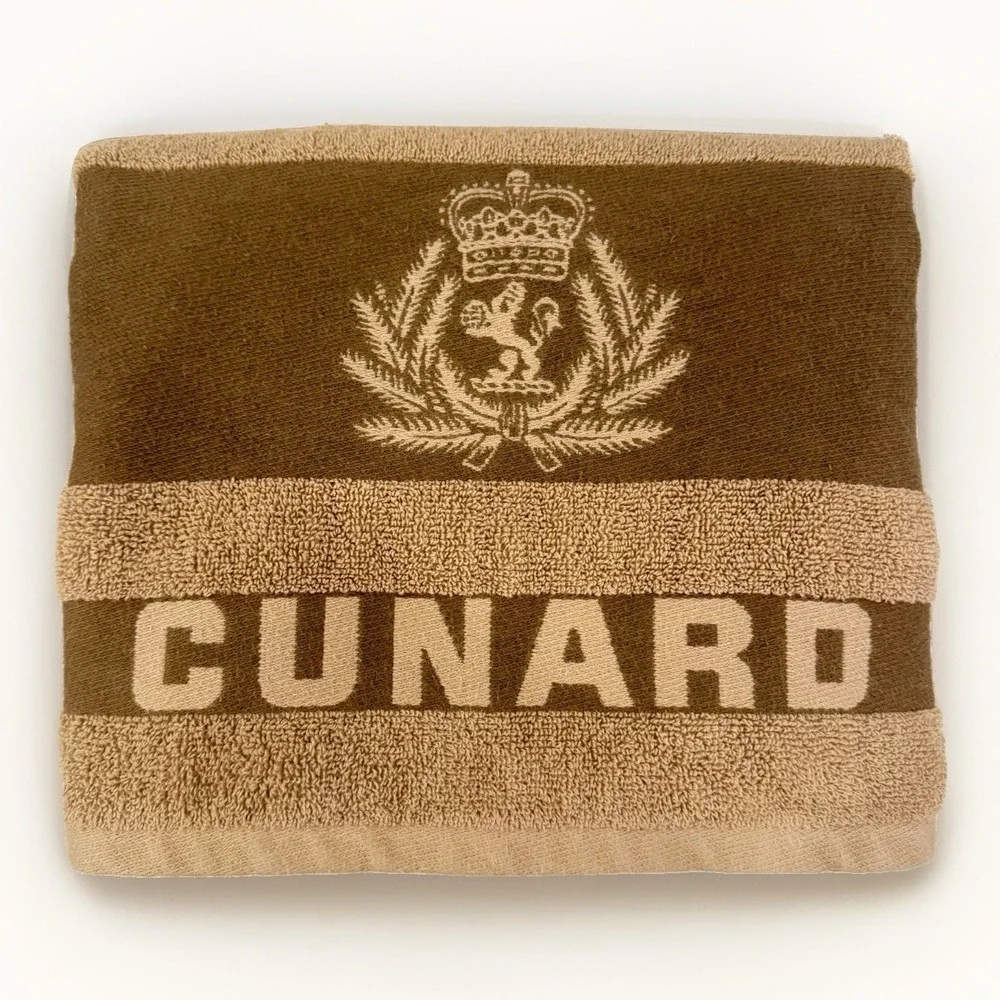 Cunard Cruise Line Sobel Westex Beach Pool Towel 63x33 100% Cotton Brown